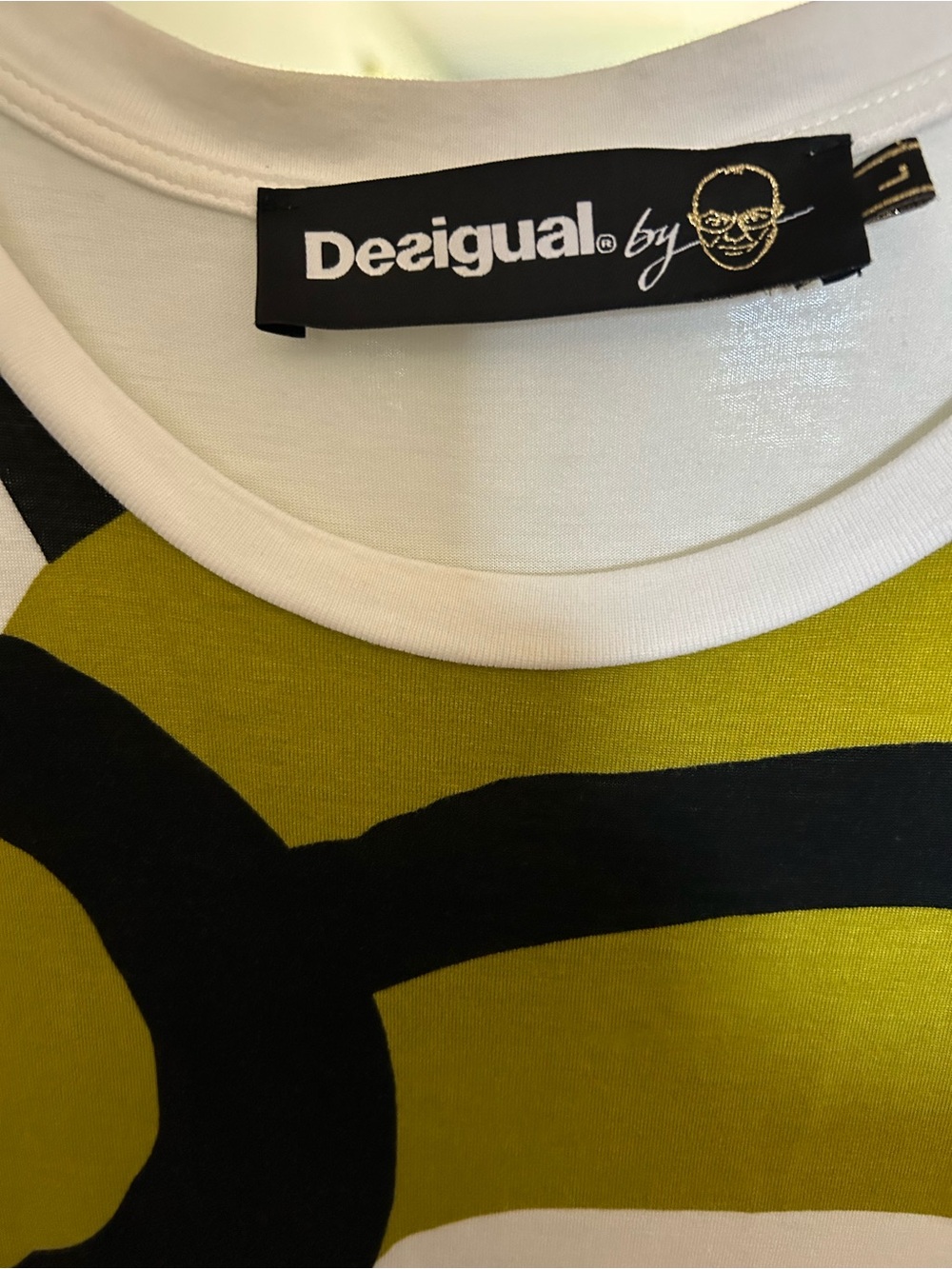 Desigual Graphic Tank Top - White, Olive, Black - Picture 2 of 4